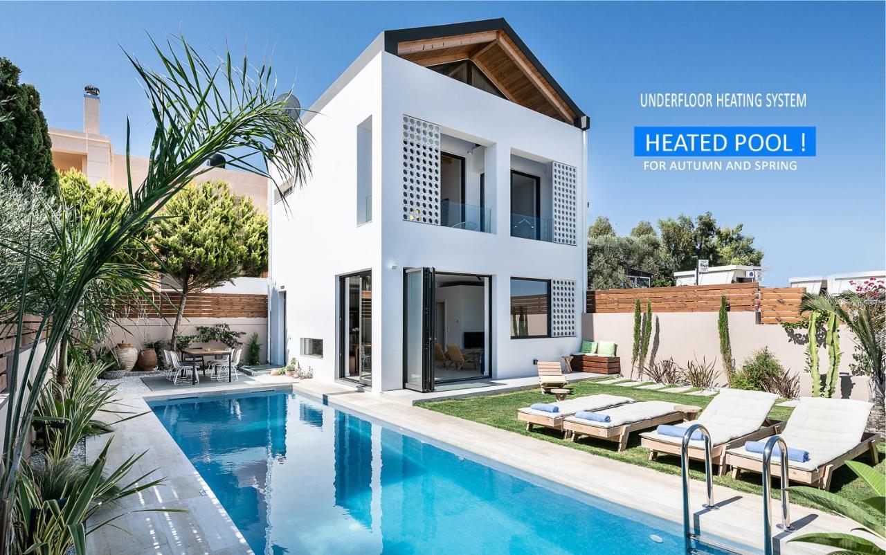Fos Villa, A Luxe House With Private Heated Pool Galatas  Exterior photo